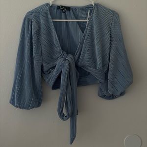 Wrap around crop top with ballon sleeves from Lulus